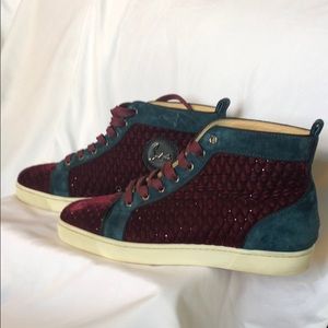 Christian Louboutin Blue and Burgundy snaekers